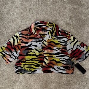 Ed Hardy Vibrant Tiger Striped Crop Top